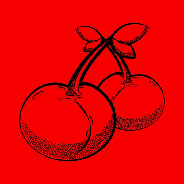 Doodle tarzında kiraz. Vektör illüstrasyonu.