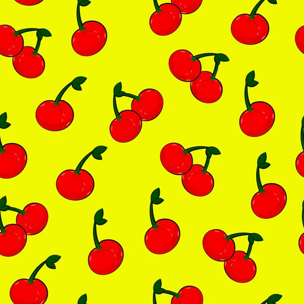 Sarı arka planda kirazsız vektör deseni.