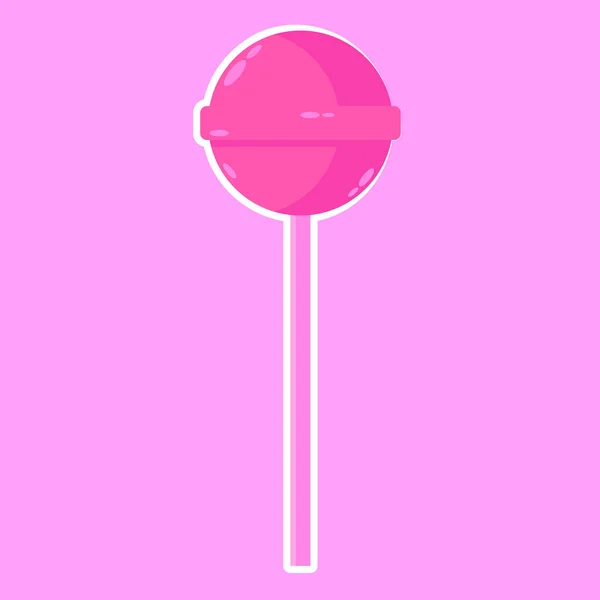 Pembe arka planda pembe bir lolipop tasviri. Vektör.