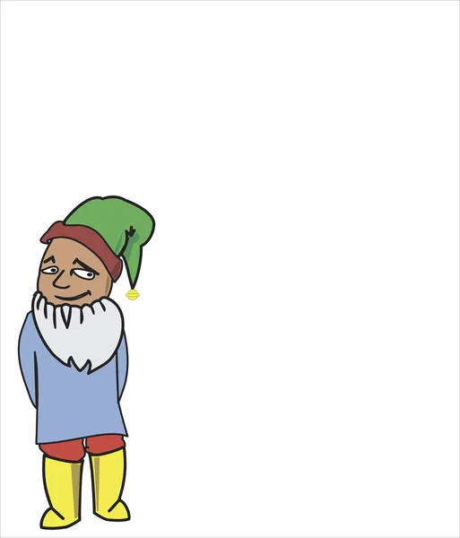 善良的 gnome 在一顶绿色的帽子 — 图库矢量图片