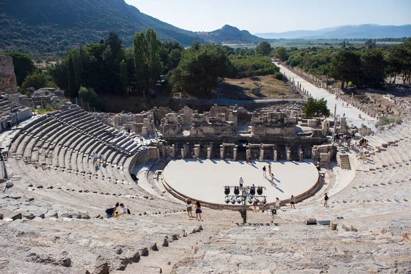 Izmir Selcuk Turquia Agosto 2021 Ephesus Ancient City Turkey Anfiteatro — Fotografia de Stock