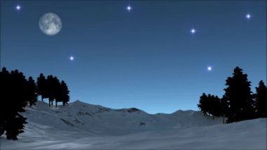 Neşeli Noel animasyon - parçacık metni mavi gökyüzü ile yeşil perde