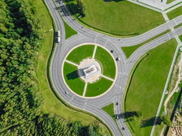 Vue Aérienne Périphérique Avec Une Fourche Trois Voies Par Une — Photo