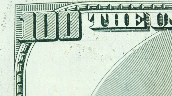 Στοιχείο Αμερικανικού Χαρτονομίσματος 100 Δολάρια Μακροφωτογραφία — Φωτογραφία Αρχείου