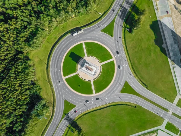 Vue Aérienne Périphérique Avec Une Fourche Trois Voies Par Une — Photo