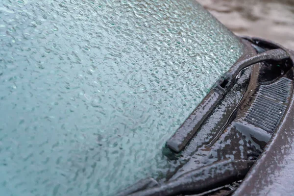 Pára Brisas Carro Gelado Perto Pára Brisas Gelado Limpadores Carro — Fotografia de Stock