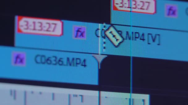 Edição de vídeo no seu computador. Exibição macro. — Vídeo de Stock