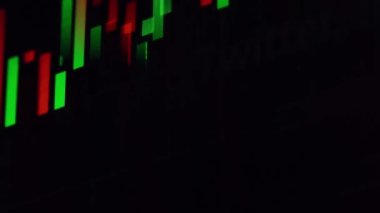 Montir ekranındaki finansal çizelgelerin animasyonu, makro. Kırmızı ve yeşil