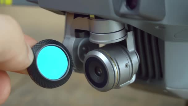 Kamera ve insansız hava araçları için el ele tutuşma ve plr filtresi. — Stok video