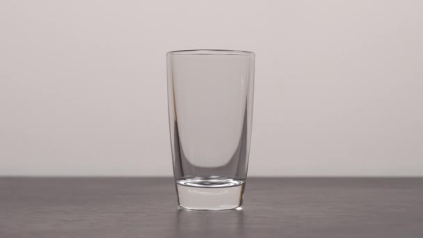 Bartendern häller upp vodka eller tequila i shots glasögon — Stockvideo