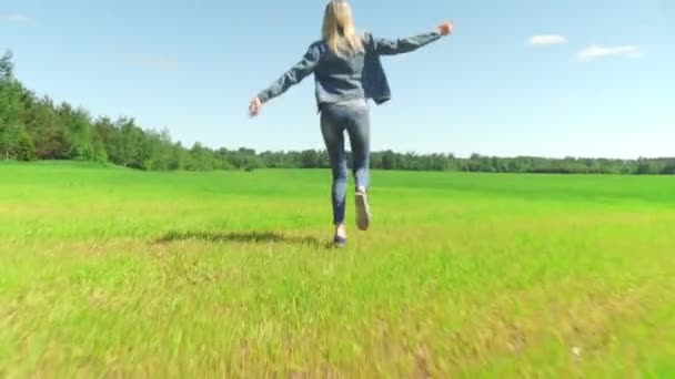 Tanzende Frauen fühlen sich wohl in der Landschaft Wiese Natur Sommer — Stockvideo