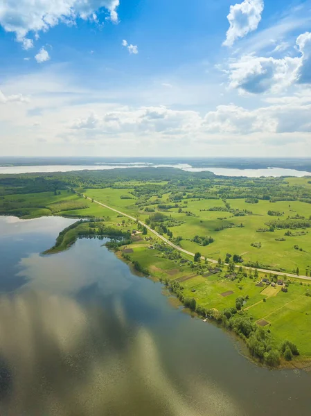 Beautiful Landscape Braslav Lakes Drone Sunny Day Sky Clouds Belarus — Stock Photo, Image