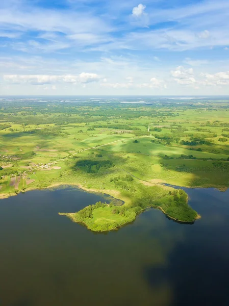 Beautiful Landscape Braslav Lakes Drone Sunny Day Sky Clouds Belarus — Stock Photo, Image