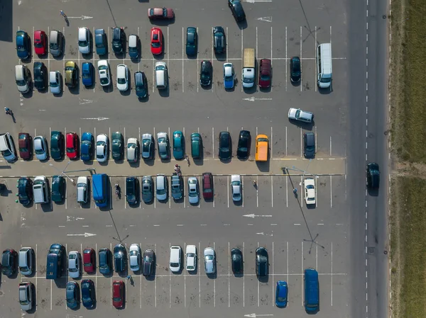 Vue Par Drone Grand Parking Par Une Journée Ensoleillée Été — Photo