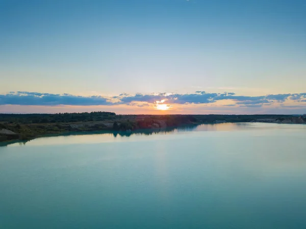 Vue Par Drone Magnifique Coucher Soleil Sur Les Carrières Craie — Photo