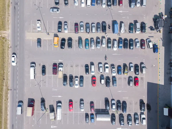 Vue Par Drone Grand Parking Par Une Journée Ensoleillée Été — Photo