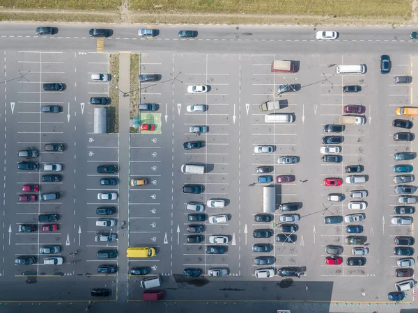 Vue Par Drone Grand Parking Par Une Journée Ensoleillée Été — Photo