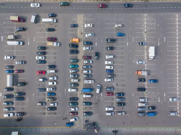 Vue Par Drone Grand Parking Par Une Journée Ensoleillée Été — Photo