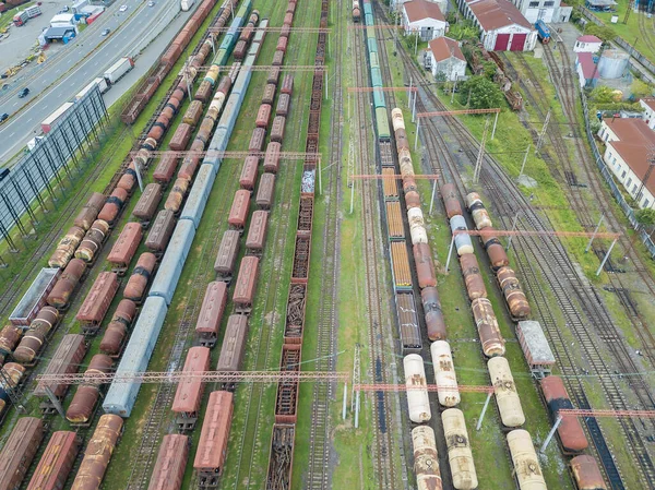 Järnvägståg Batumi Utsikt Från Tronen Gamla Godsvagnar — Stockfoto