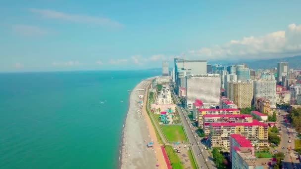 Drone view of first coastline and embankment city of Batumi in Georgia, Adjara — Stock Video
