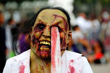 Mexico City, Meksika - 31 Ekim 2017: Ölen şenliklerin olduğu gün sanatçı