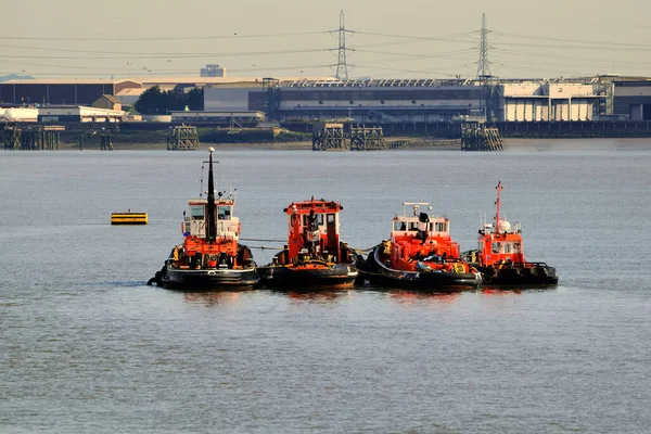 Grupo Quatro Rebocadores Atracados River Thames Reino Unido Vistos Retaguarda — Fotografia de Stock