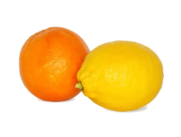 Orange Lemon White Background Isolate — Stock Photo, Image