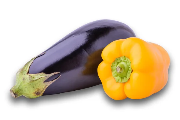 Aubergine en gele peper — Stockfoto