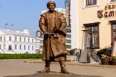 Minsk şehir başkanı tasvir eden bir heykel