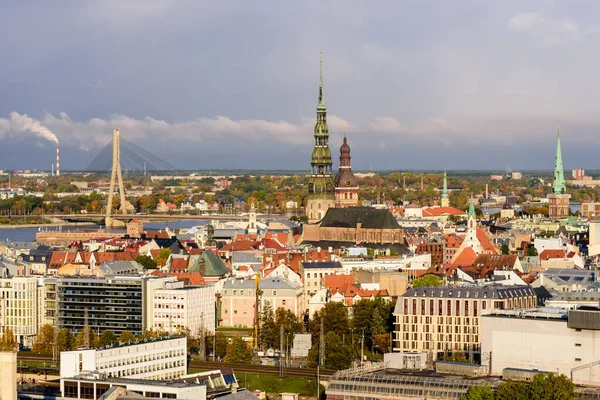 拉脱维亚 2019年10月5日 拉脱维亚观光 秋天里加市美丽的空中景观 — 图库照片