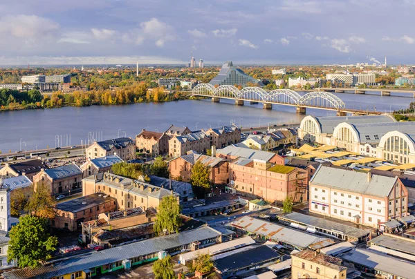 Riga Lettland Oktober 2019 Sevärdheter Lettland Vacker Antenn Utsikt Över — Stockfoto