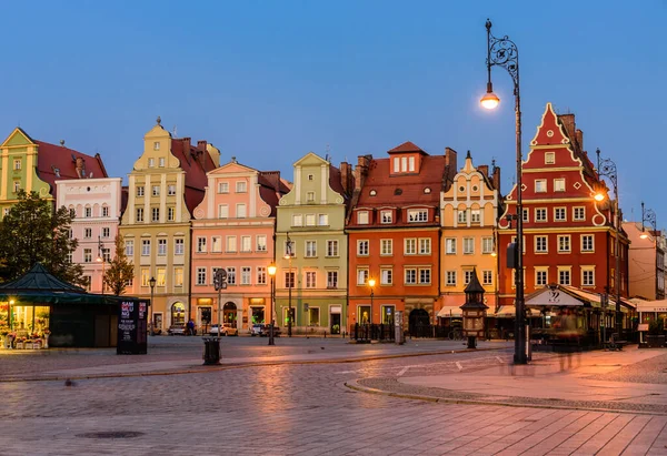 Wroclaw Lengyelország 2019 Október Lengyelország Városnézése Tér Világos Színes Épületek — Stock Fotó