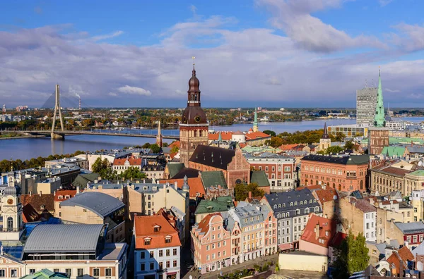 Sightseeing Över Lettland Vacker Utsikt Över Staden Riga Hösten Lettland — Stockfoto