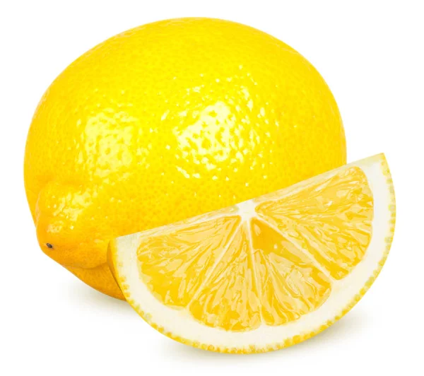 Isolated Lemon One Whole Lemon Citrus Fruit Cut Isolated White — Stock Photo, Image