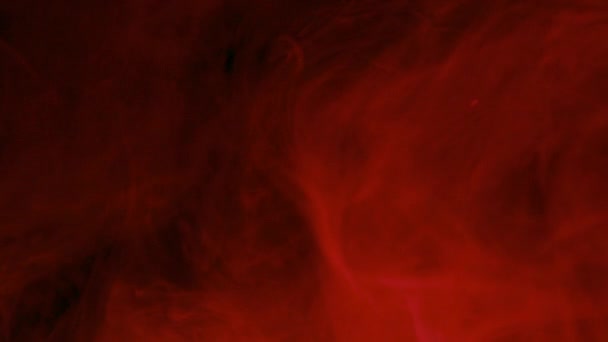五颜六色的红色油漆滴在水中混合 墨水在水下旋转 彩色丙烯酸云抽象烟雾爆炸 — 图库视频影像
