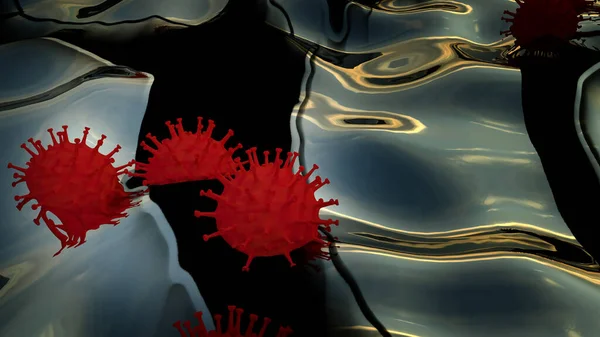 Рендеринг Corona Virus Covid Pandemic Waves — стоковое фото