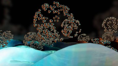 3D Yapılandırma Soyut Noktalar ve Çemberler Corona Kimya Arkaplanı