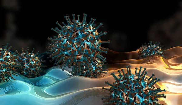 3D Rendering Corona Virus Covid-19 Pandemic Waves