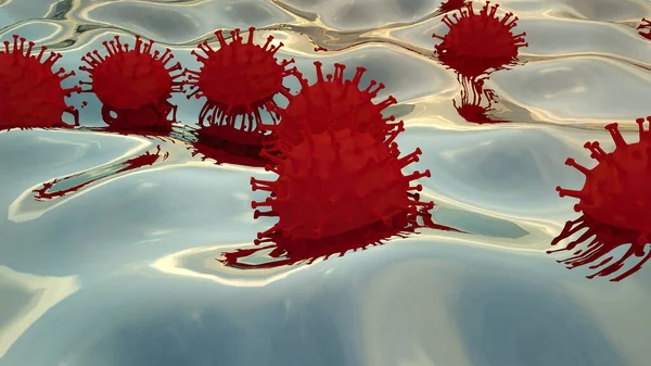 Wirus Corony Renderowania Covid Fale Pandemiczne — Zdjęcie stockowe