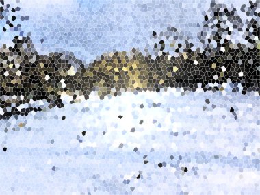 Kar Mozaiği Arkaplanarak Dijital Resimli Ağaçlar