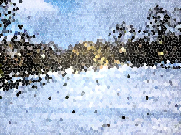 雪地马赛克背景下的数码图解树分枝 — 图库照片