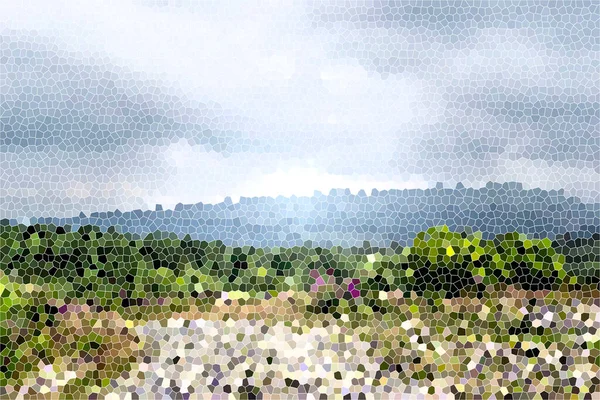 Digitális Illusztráció Mosaic Landscape Háttér — Stock Fotó