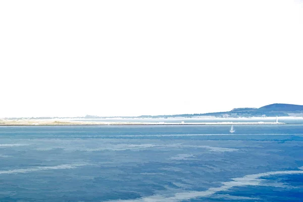 デジタルイラスト 海と地平線 — ストック写真