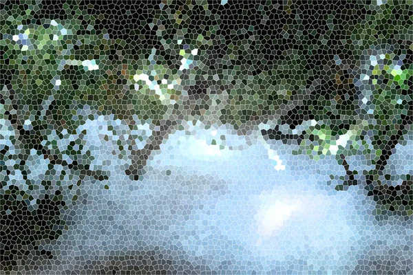 Digital Illustration Mosaic Christmas Pines Snow — Stock Photo, Image
