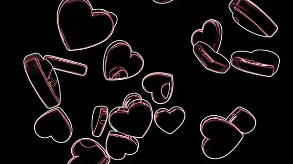 Ilustración Digital Corazones Fondo Romántico —  Fotos de Stock