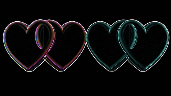 デジタルイラスト Hearts Romantic背景 — ストック写真