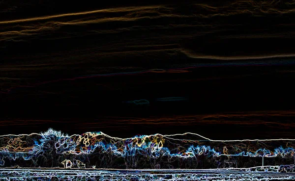 Cyfrowa Ilustracja Abstrakcyjne Chmury Nad Miastem Zimą — Zdjęcie stockowe