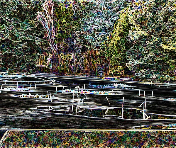디지털 얼어붙은 연못을 묘사하는 — 스톡 사진