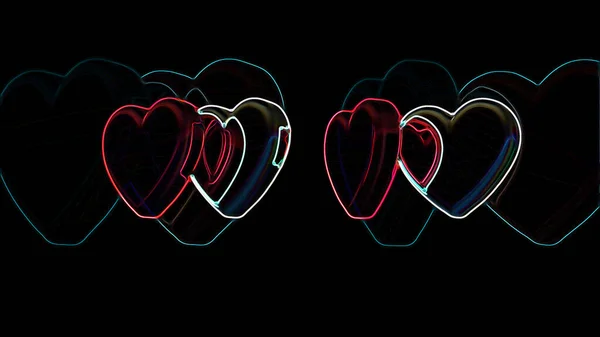デジタルイラスト Hearts Romantic背景 — ストック写真