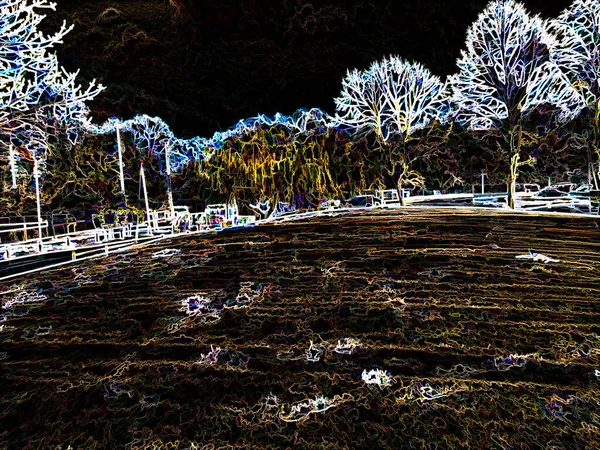 Digital Illustration Trees Postcard Background Effect